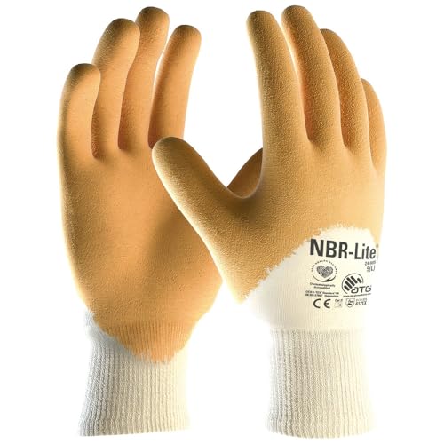 (12 Paar) ATG Handschuhe 24-985 Nitril-Handschuhe NBR-Lite 12 x beige/gelb 10