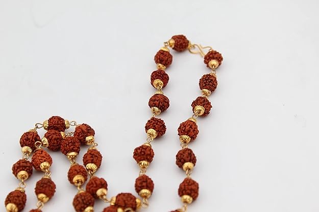 Astro Cart Mahadev Rudraksha Mala Gold Chain Japa Beads 2