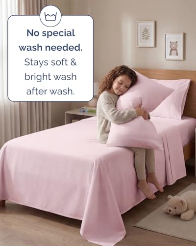 Image of Twin 4 Piece Bed Sheet Set - Breathable & Cooling Sheets - Lavender Pink