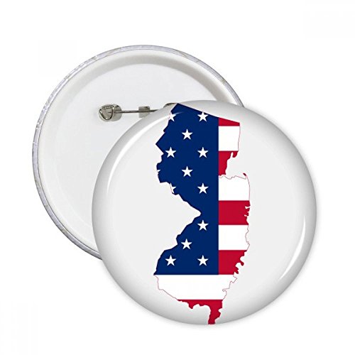 Drapeau USA New Jersey broches rondes XXL lot de 5 insignes pour vêtements et casquettes