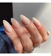 Press On Nails Short Solid Color Luxury False Nails Almond Shape Press On Natural Acrylic Nail Nu...