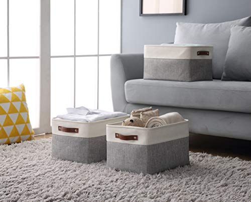 Decomomo GREY & WHITE Storage Bins | Fabric Storage Baskets For Shelves For Organizing Closet Shelf Nursery Toy thumb #5