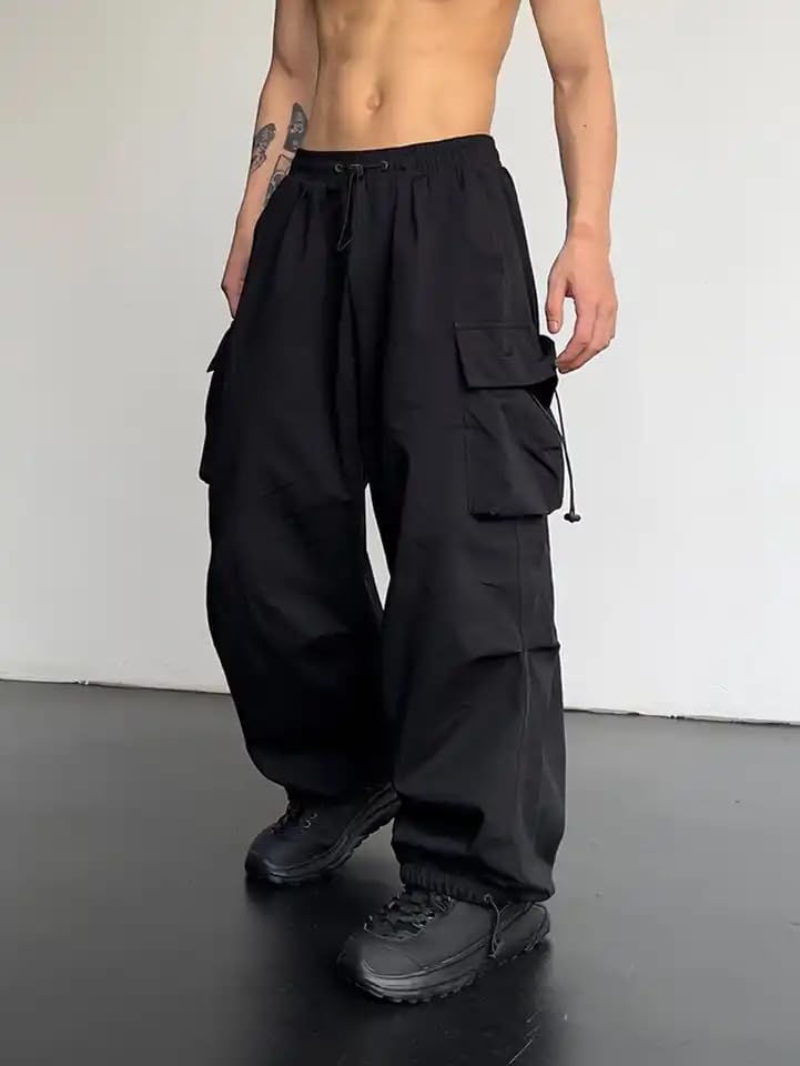 heyheyshine Parachute Pants Men Joggers Harem Elastic Waist Baggy Cargo Pants Wide Leg Sweatpants Pantalones Baggy Hombre2