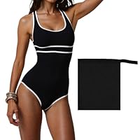 Damen Badeanzug Bauchweg Push Up Schlankheits Schwimmanzug Einteilige Sport Bademode Sexy Swimsuits Badekleid One Piece Gestreift Monokini