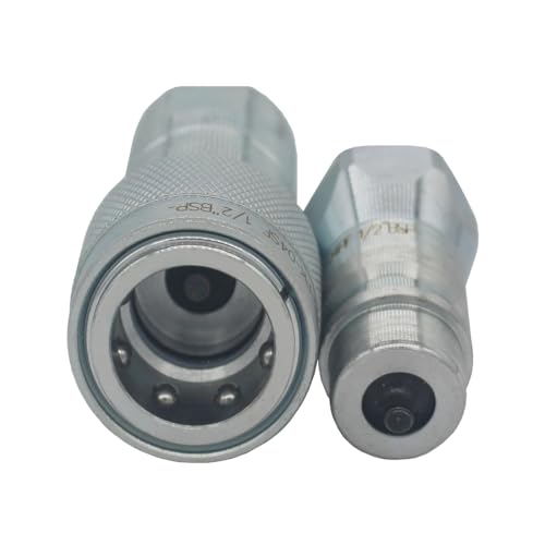 Image of 2-Set 1 /2 inch Ag ISO5675 Carbon Steel Hydraulic Quick Disconnect Coupling Poppet Valve,Pioneer Type with Yellow and Browm Colour Dust Cap