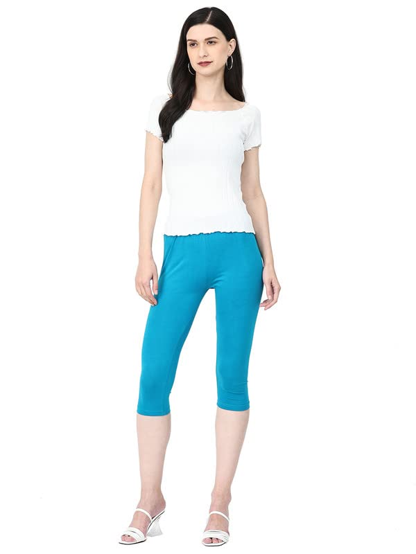 Image of Robinbosky Premium Stretchable Cotton Capri Legging for Women | Suitable for Formal wear & Casual wear | High-End Elastic Makes. The Leggings Squat Proof and Durable for Travel, Yoga, & Workout.