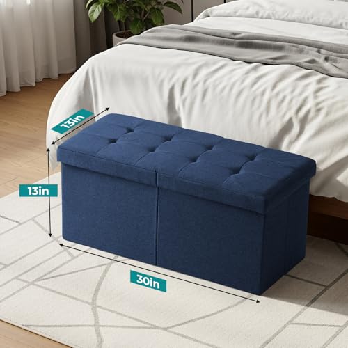 Image of 30-INCH Ottoman with Storage, Footrest Storage Bench, End of Bed Bench Coffee Table for Living Room, Bedroom, Entryway (Blue)