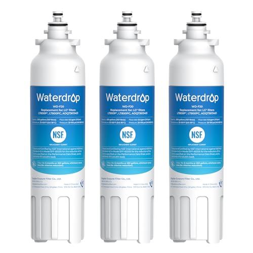 Waterdrop ADQ73613401 Refrigerator Water Filter, Replacement for LG® LT800P®, ADQ73613408, ADQ75795104, ADQ73613402, Kenmore 9490, 46-9490, LSXS26326S, LMXC23746S, LSXS26366S, WD-F20, Pack o