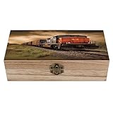 ELUZZIZUT Baúl de almacenamiento de madera retro decorativo caja de madera con tapa para recuerdos y fotos de joyas