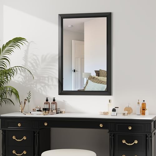 Image of 24x36 Inch Black Framed Bathroom Mirrors for Over Sink | Wall Mirrors for Bathroom Sink, Bathroom Vanity Mirror, Rectangle Farmhouse Mirror, Bedroom, Living Room, Entryway