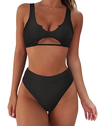 SUUKSESS Women Cutout Bikini Sets Push Up High Waisted Swimsuits 2 Piece