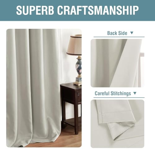 Image of H.VERSAILTEX Light Blocking Curtain for Living Room Thermal Insulated Window Treatment Panel /Drape for Dining Room, Elegant Soft Curtain for Bedroom Grommet Top One Panel (Ivory - 52x102 Inches)