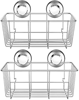 iPEGTOP Suction Cup Deep Shower Caddy Bath Wall Shelf for Large Shampoo Shower Gel Holder Bathroom Storage - Rustproof Stainless Steel, 2 Pack