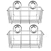iPEGTOP L-7 Suction Deep Caddy Bath Organizer Wall Shelf for Large Shampoo Shower Gel Holder Bathroom Accessories Storage-Rustproof 304 Stainless Steel, 2 Pack, 2-Pack