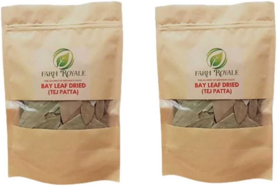 Farm Royale Bay Leaf Dried (Tej Patta)||1+1 Combo||50gm+50gm||100% Pure and Natural||Shudh||Handpicked Material||Export quality