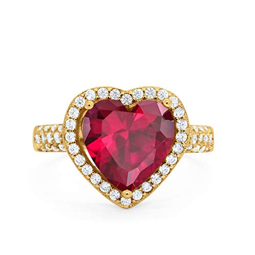 Blue Apple Co. Promise Ring For Her Heart Cubic Zirconia Halo Ring Cluster Vintage Style Statement Wedding Engagement Rings For Women 925 Sterling Silver Birthday Gifts For Girls