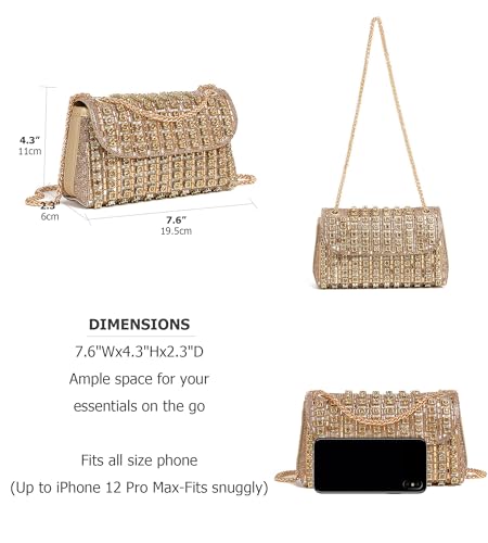 Image of Sweetovo Rhinestone Clutch Purse, Sparkly Evening Bag with Chain for Women