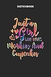  Fashion Sketchbook for Girls with Figure Templates - Just A Girl Who Loves Morkies And Cupcakes Tie Dye Pattern