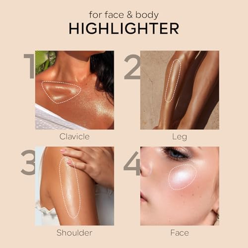 KYDA Body Luminizer, Waterproof Moisturizing and Glow For Face & Body, Radiance All In One Makeup, Face Body Glow Illuminator, Body Highlighter, 1 Fl.Oz, Mood Glow - Thumbnail 4