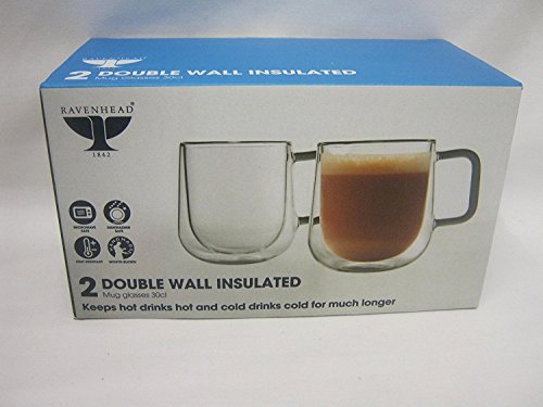 Ravenhead   0041.799 Double Wall Designer Glass Drinking Mug, Transparent,  Set of 2,  30 Cl