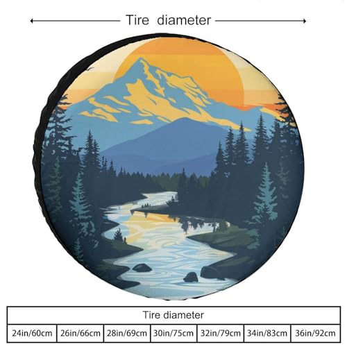 Image of Camper Spare Tire Cover 18 Inch Mountain Adventure Universal Wheel Tire Cover Waterproof Dust-Proof Tire Protectors Camper Spare Tire Cover Mountain Forest for Camper Trailer Truck SUV Universal