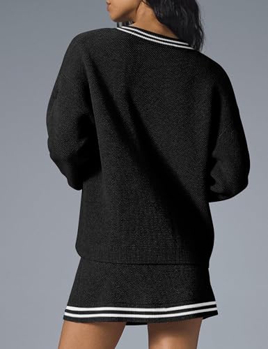 TQD Cardigan Sweaters for Women Lightweight Open Front Button Up Knit Cardigans Tops Striped Trim Sweater Jackets 2025 Trendy2