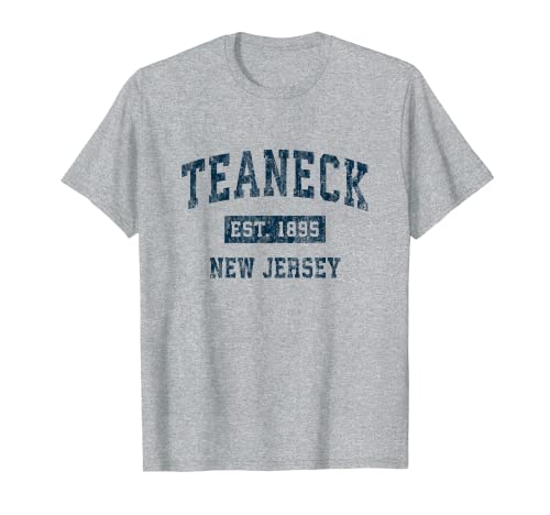 Teaneck New Jersey NJ Vintage Sport Design Navy Stampa Maglietta