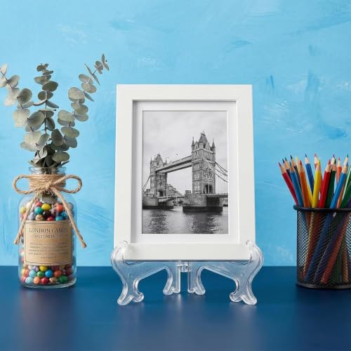 Image of CURATED CART Acrylic Plate Stand for Decor, Pack of 4 Transparent Photo Frame Stand for Table, 6 Inch Clear Display Easel for Plates Pictures QR Menu Table Standee Decorative Collectibles