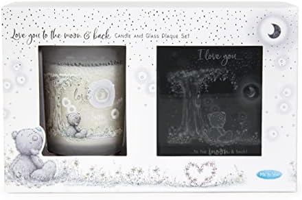 Me to You Tatty Teddy 'Love You to The Moon and Back' Candle and Wall Plaque Gift Set - Official Collection, Blue,grey