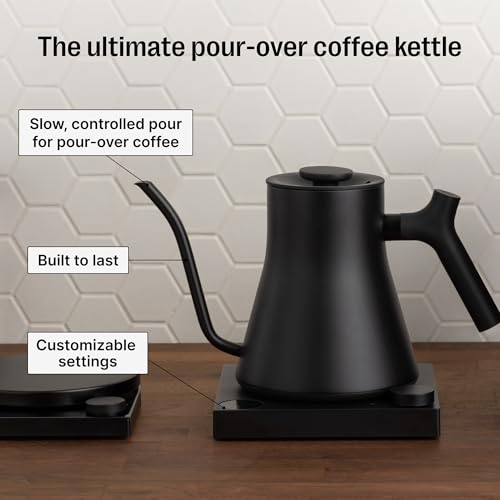 Fellow Stagg EKG Pro Electric Gooseneck Kettle - Pour-Over Coffee and Tea, Quick Heating, Precise Temperature Control, Scheduling, Built-in Brew Timer, Matte Black, 0.9 Liter