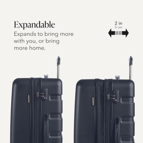 Image of SwissGear 7366 Signature Hardside Expandable Luggage with Spinner Wheels, TSA Lock, Navy, Checked-Large 27-Inch