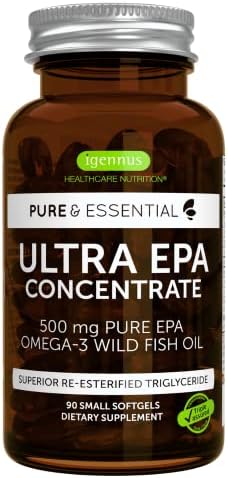 Pure & Essential Ultra Pure EPA Omega-3 Concentrate 500 mg, Wild Fish Oil, rTG, 90 Small Softgels