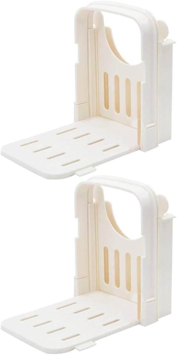 2pcs Plastic Bread Slicer for Bagels and Loaf Manual Slicing Guide with Easy-storage Foldable Design White Abs Plastic Toast Slice Cutter