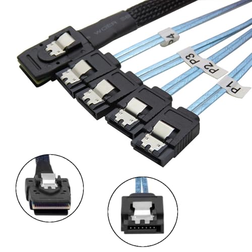 Internes Mini SAS 36pin SFF8087 mit W/Riegel, 7pin SATA weiblich (x4),hard drive with cable 0.5m.