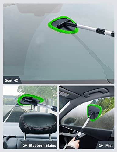 Astroai Windshield Cleaner, Microfiber Car Window Cleaner With 4 Reusable And Washable Microfiber Pads And Extendable Handle Auto Inside Glass Wiper Kit, Green… #TOP5