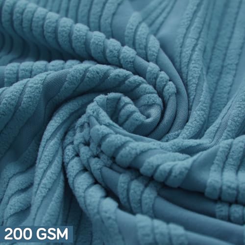 Image of HOKIPO 200 GSM Stretchable Knitting Jacquard Chair Cover Set of 6,'Nestiva Series' Sea Blue (AR-6072-BL)