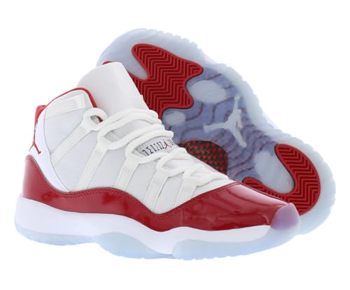 Jordan 11 Retro Big Kids Shoes Size- 3.5 White/Varsity Red-Black2