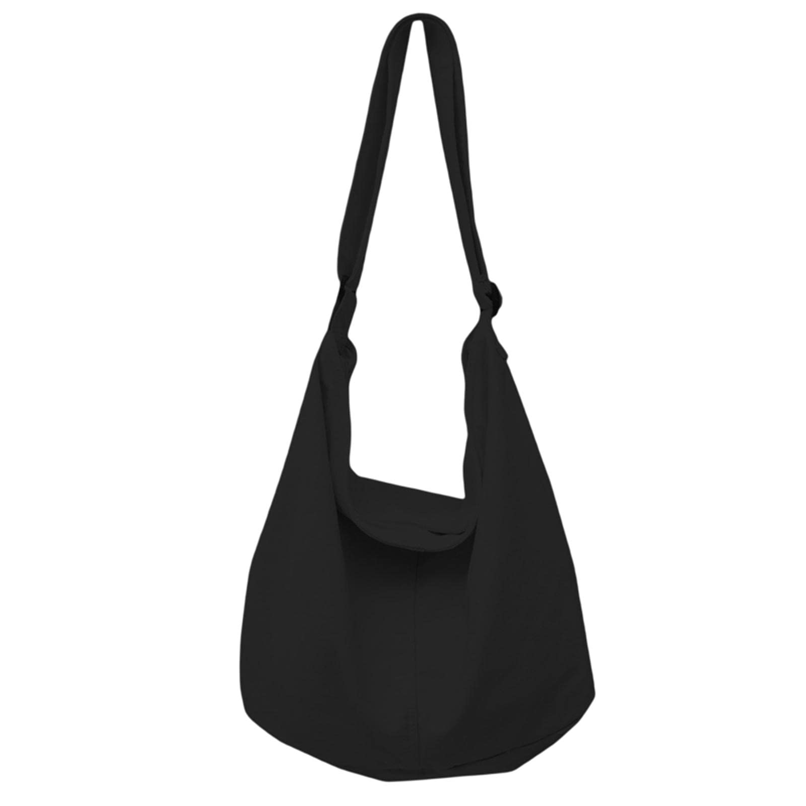 messenger Bag High Capacity Reusable Canvas Tote for Gift Shopping Women Black-image-5