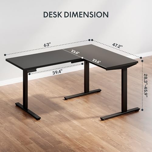 Image of SANODESK 63Inch L-Shaped Electric Standing Desk Motorized Corner Desk