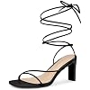 Allegra K Womens Lace Up Strappy Block High Heel Sandals