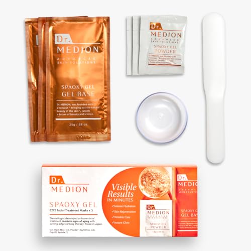 Dr. MEDION Spaoxy Gel CO2 Carbonated Face Mask | Anti-Aging Fine Lines and Wrinkles Visibly Firmer and Brighter Skin in 20 Min | Dermatologist-Developed | Made in Japan | 3 Treatments