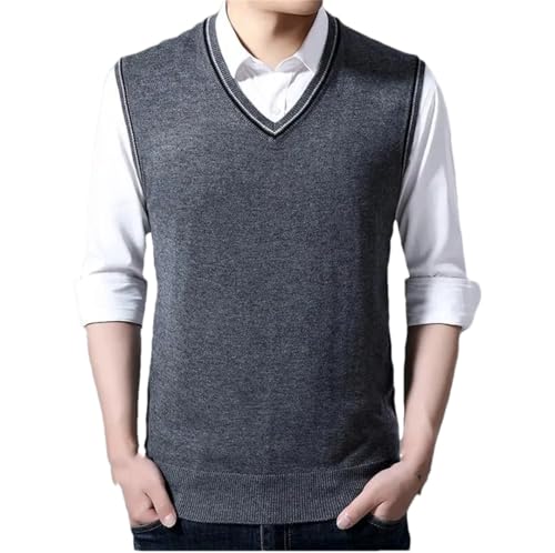 Dndrdhfb Men's Solid Color Sweater Vest, Wool Pullover, V-Neck Sleeveless Knitted Vest