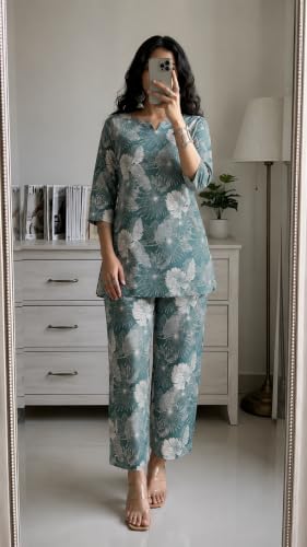 Image of RANGRIKA.in Co-ord Set for Women Stylish | Kurta Set for | Short Kurti with Palazzo | Ethnic Jaipuri Kurti Set | Kurti Palazzo Set | Salwar Suit