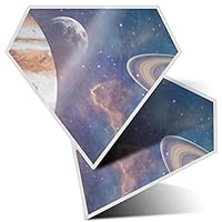 2 x Diamond Stickers 7.5 cm - Planets Jupiter Saturn Solar System Fun Decals for Laptops,Tablets,Luggage,Scrap Booking,Fridges, #16783