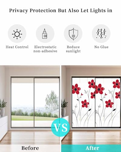 Película decorativa de ventana floral amarilla 23.6"x59" miniatura 4