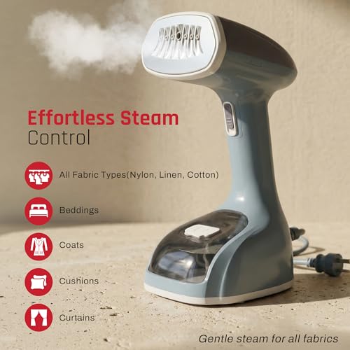 Image of Domestica Steamx Steam Iron Handheld for Clothes | 30 sec Fast Heat-Up, Steam Lock | Anti Leak, Foldable Design | 25 g /min High Steam | Vertical & Horizontal Steaming | 180 ml Tank | All Fabrics