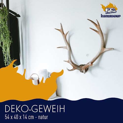 Hansmeier Geweih-Garderobenhaken - Stilvoll, Formschön & modern - Weiß - 54 cm - Deko Hirschgeweih - Mehrzweckhaken und Wanddeko - Hohe Tragkraft