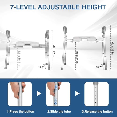 Image of VEAYVA SafeSeat 3-in-1 Raised Toilet Seat, Portable Commode Chair & Toilet Safety Rails for Elderly and Disabled | Height Adjustable, Soft Cushioned Seat, Suction Vacuum Legs, Heavy Duty Bathroom Safety Aid