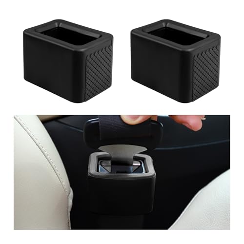 FSTURIOS 2PCS Seat Belt Buckle Holder, Silicone Seatbelt Buckle Booster to Makes Receptacle Stand for Easy Access, Non Slip Car Safetybelt Fixer Accessories for Kids & Adults (Black)