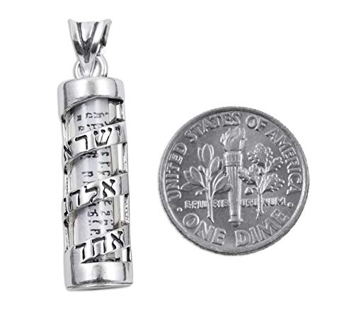 AJDesign Mezuzah Necklace Pendant Spiral Shema Yisrael and Scroll in 925 Sterling Silver3